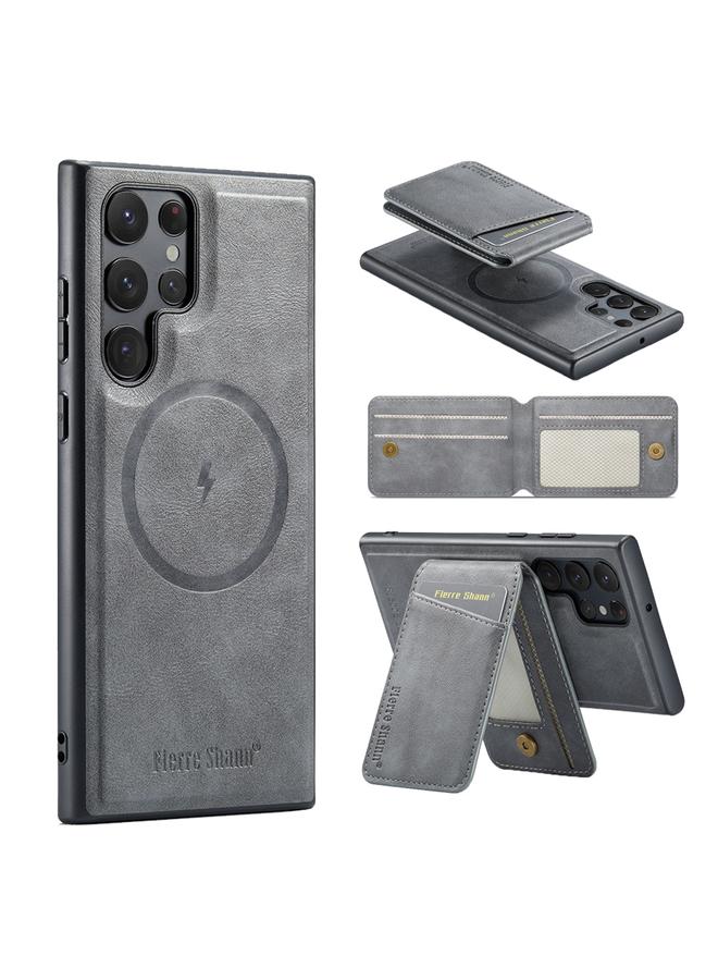 The Bros Case For Samsung Galaxy S23 Ultra 5G Fierre Shann Cowhide Vertical Flip Magnetic Card Holder Phone Case