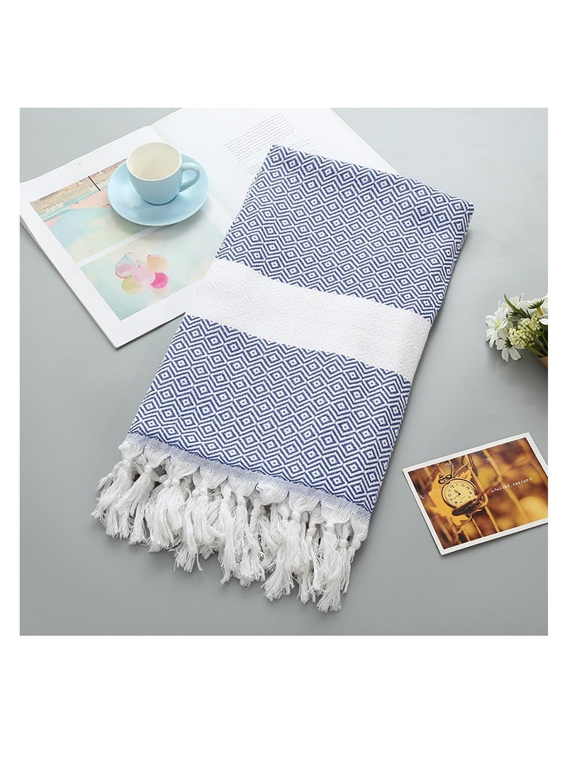 Turkish Beach Towel 100% Cotton for Travel, Camping, Bathing, Sauna, Beach, Gym, Pool, Blanket Gift, Quick-Drying, Sand-Free Beach Towel - Royal Blue 100*180cm - Image 5