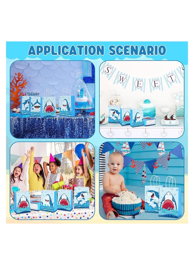 Zikra Shark Kraft Paper Party Gift Bags, Candy Treat Bags with Twist Handles Ocean Shark Theme, for Baby Shower Birthday Beach Pool Party Supplies, 24 Pcs - Image 4