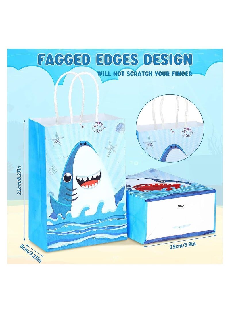 Zikra Shark Kraft Paper Party Gift Bags, Candy Treat Bags with Twist Handles Ocean Shark Theme, for Baby Shower Birthday Beach Pool Party Supplies, 24 Pcs - Image 5