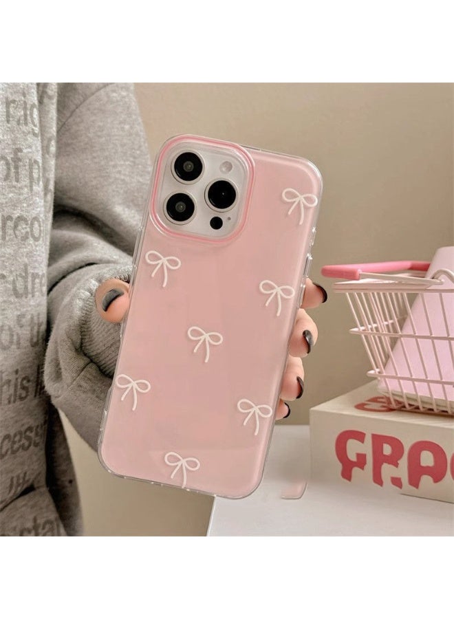 NIBEMINENT Bowknot Protective TPU Case Cover For iPhone 15 Plus, Powder