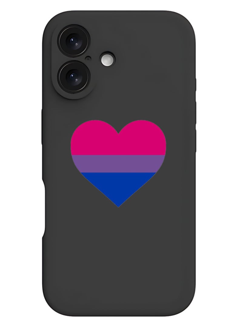 Theodor iPhone 16 Black Protective Slim Fit Case Liquid Silicone Cover with Full Body Protection Anti-Scratch Shockproof Case For iPhone - Heart 1 - Image 1
