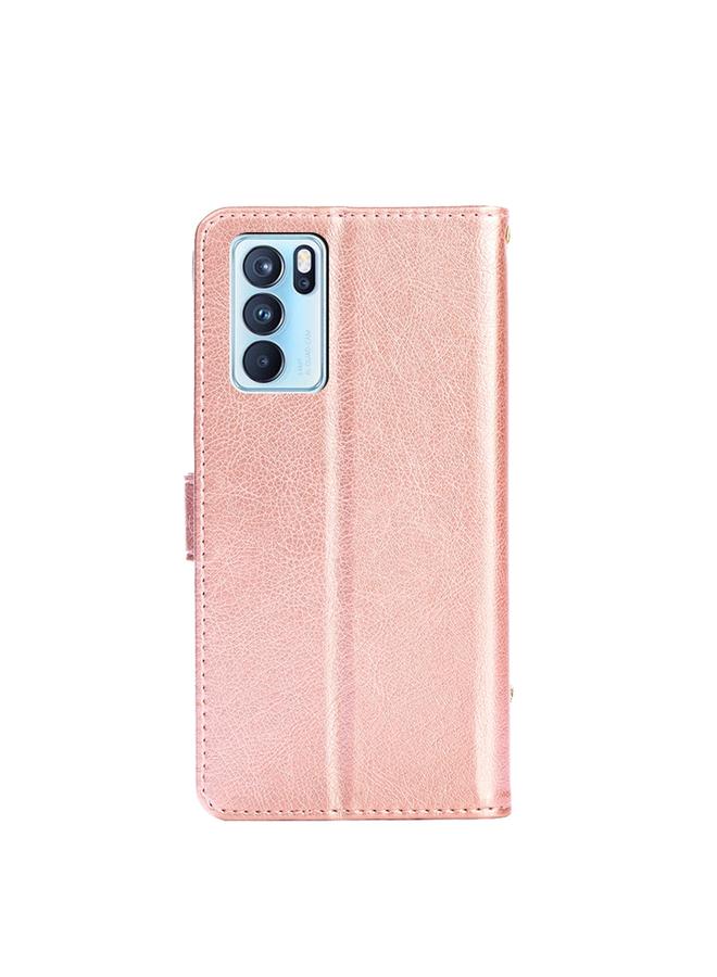 اس-توب جراب لهاتف OPPO Reno6 Pro 5G مصنوع من جلد البولي يوريثان الحراري مع حامل وفتحة للبطاقات ومحفظة وحبل تثبيت. ... - Image 3