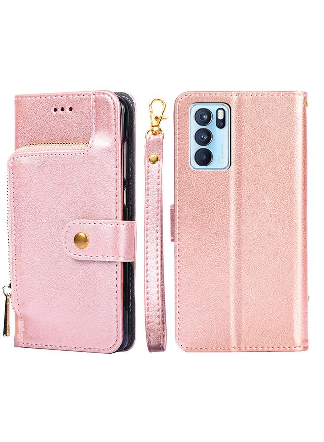 اس-توب جراب لهاتف OPPO Reno6 Pro 5G مصنوع من جلد البولي يوريثان الحراري مع حامل وفتحة للبطاقات ومحفظة وحبل تثبيت. ... - Image 1