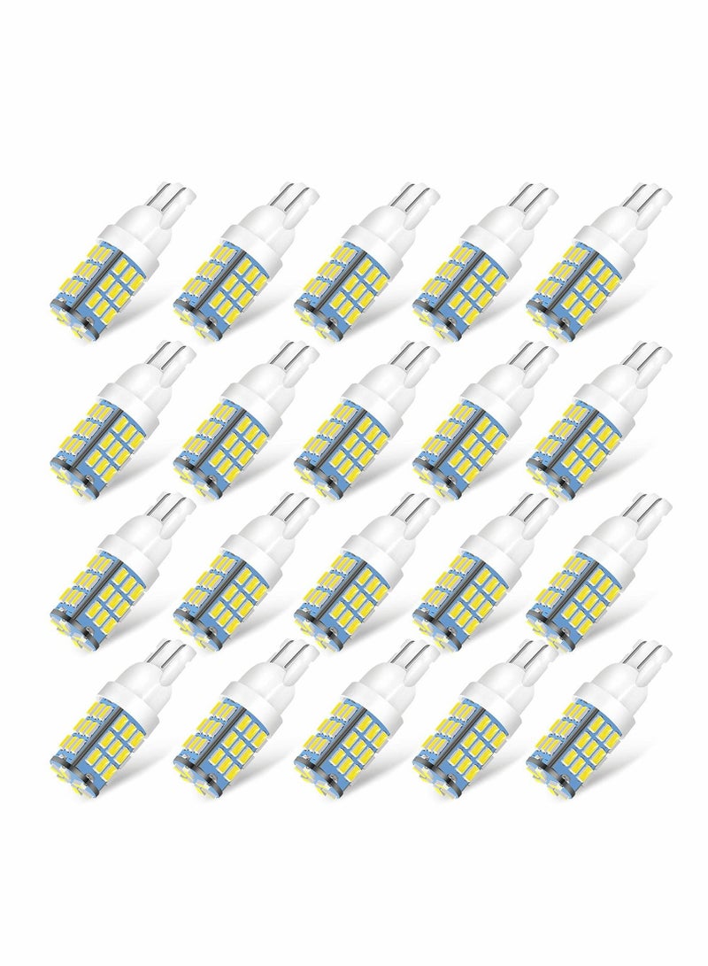 Loquat 20 pcs LED Bulbs White, T10 921 194 168 175 Super Bright 3014 42-SMD LED Replacement 12 Volt Side Indicator Light, Backup Reverse Lights - Image 1