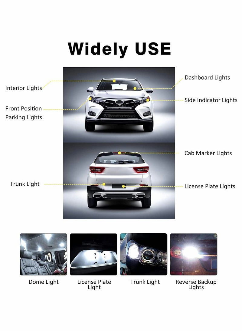 Loquat 20 pcs LED Bulbs White, T10 921 194 168 175 Super Bright 3014 42-SMD LED Replacement 12 Volt Side Indicator Light, Backup Reverse Lights - Image 4