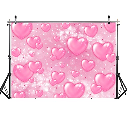 WOLADA Pink Heart Backdrop Valentine's Day Background for Party 2000s Backdrop Wedding Birthday Y2K Baby Shower Photo Studio Props 7x5FT 12511 - Image 2
