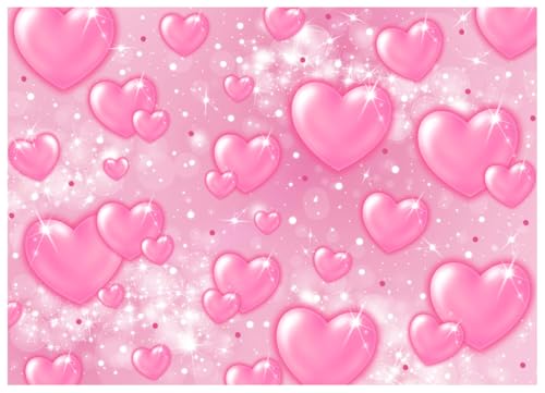 WOLADA Pink Heart Backdrop Valentine's Day Background for Party 2000s Backdrop Wedding Birthday Y2K Baby Shower Photo Studio Props 7x5FT 12511 - Image 1