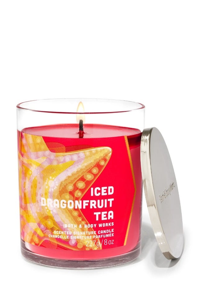 Bath & Body Works Iced Dragonfruit Tea Signature Single Wick Candle 