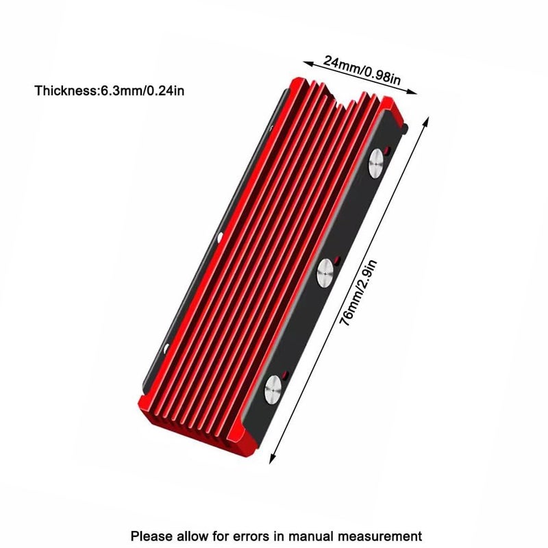غلاف التبريد الأحمر والأسود المصنوع من الألومنيوم لـ 2SD 2280 SSD، لتبريد القرص الصلب فائق النحافة - Image 3