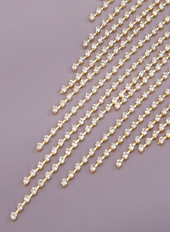 يرتير قلادة YERTTER مزينة بشراشيب كاملة مرصعة بأحجار الراين، سلسلة على شكل حرف Y، سلسلة شرابة، طوق مزين بشراشيب كريستالية، قلادة تشوكر للترقوة، مناسبة لحفلات الزفاف، الحفلات الموسيقية، الحانات، للنساء (ذهبي 4) - Image 4