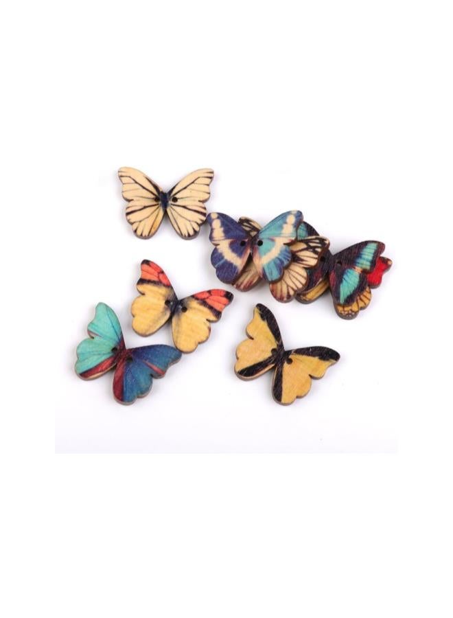 klarako 2 Holes Mixed Butterfly Wooden Button Sewing Scrapbooking DIY Craft - 100 Pieces - Image 3