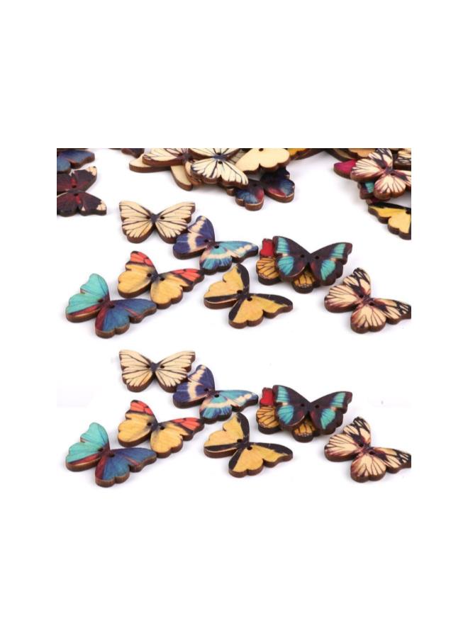 klarako 2 Holes Mixed Butterfly Wooden Button Sewing Scrapbooking DIY Craft - 100 Pieces - Image 5