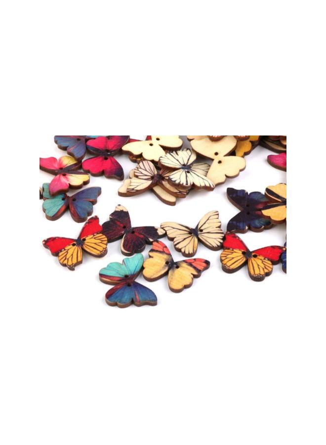 klarako 2 Holes Mixed Butterfly Wooden Button Sewing Scrapbooking DIY Craft - 100 Pieces - Image 2
