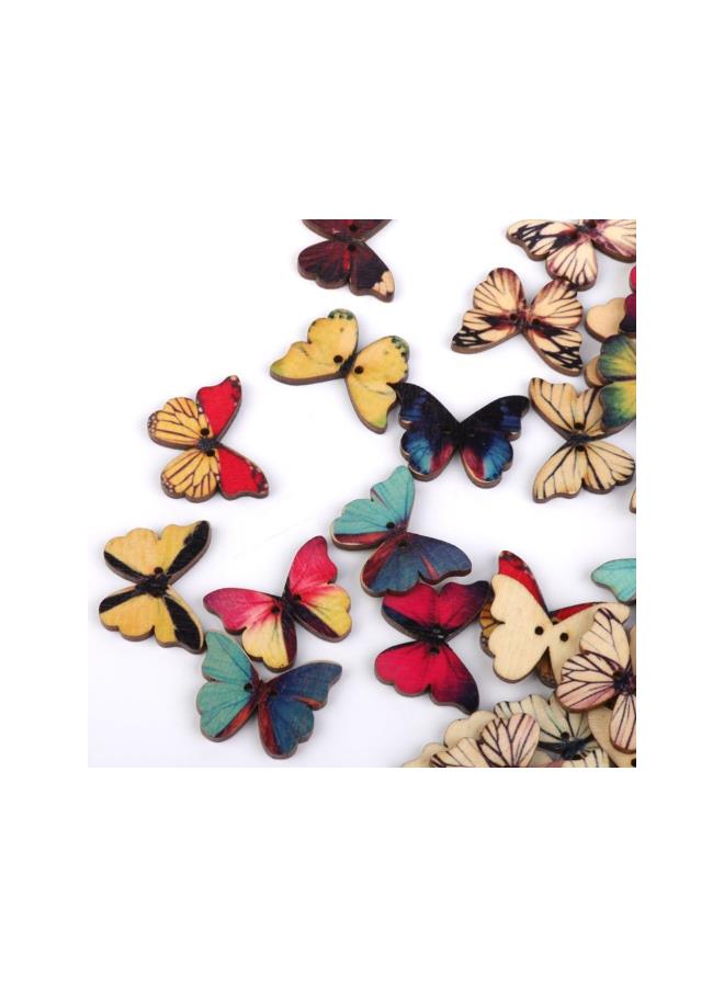 klarako 2 Holes Mixed Butterfly Wooden Button Sewing Scrapbooking DIY Craft - 100 Pieces - Image 4
