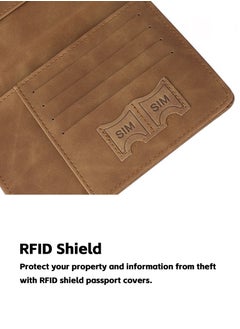 Teuuea Teuuea 2 Pieces Passport Holder Cover, Card Case, PU Leather Travel Wallet Organizer with RFID Blocking, Travel Must Haves Document Holder for Men Women Travel Accessories (Brown and Black)  - Image 4