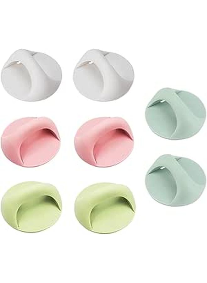 8Pcs Adhesive Sticky Door Handles Multipurpose Pull Knobs for Cupboards Wardrobes Drawers in White Pink Blue Green Colors - Image 1