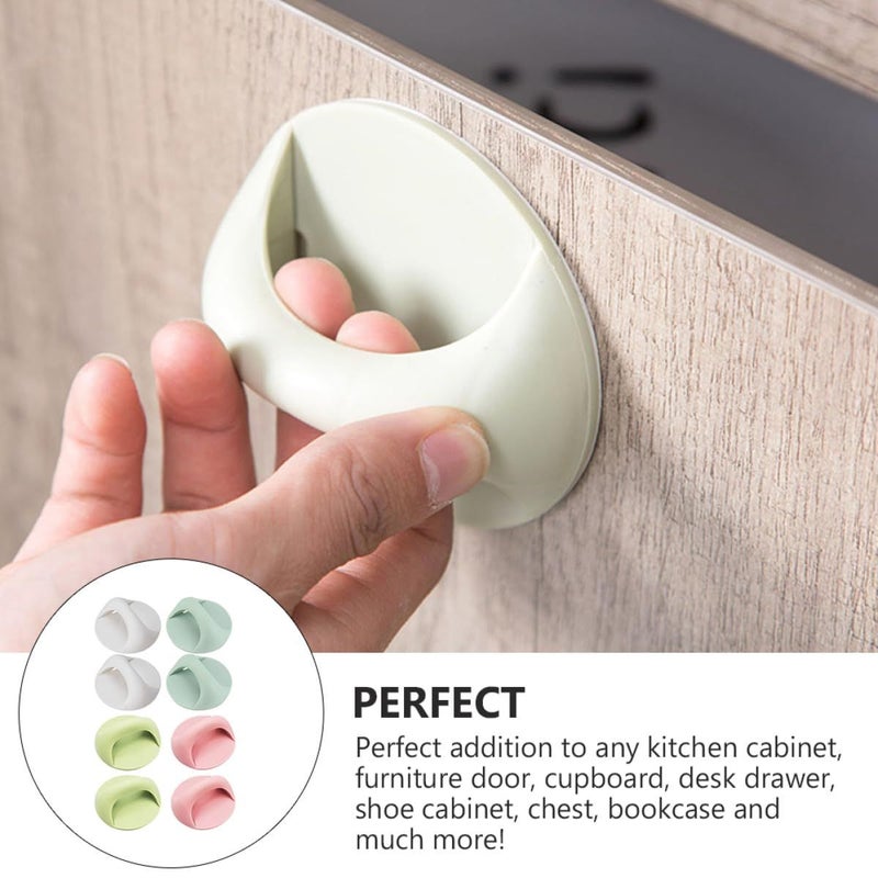 8Pcs Adhesive Sticky Door Handles Multipurpose Pull Knobs for Cupboards Wardrobes Drawers in White Pink Blue Green Colors - Image 4