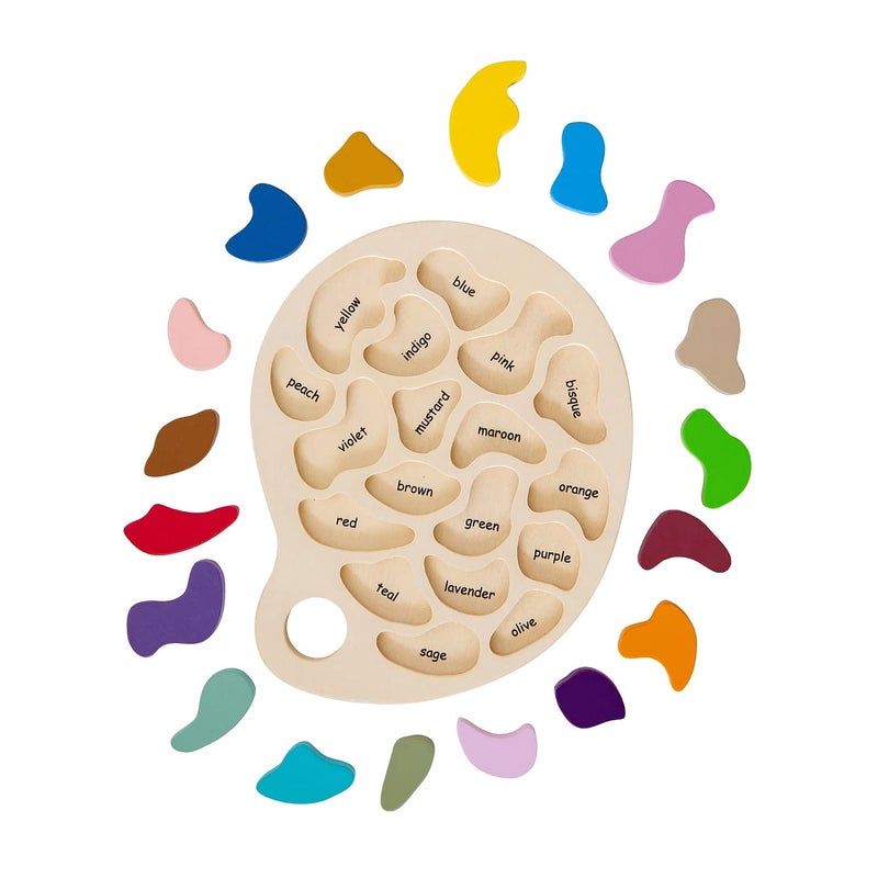 THE FRECKLED FROG Artist Palette Puzzle - Wooden Puzzle for 3, 4 and 5 Year Olds - Practice Color and Shape Recognition - Preschool Learning Toy - Image 2