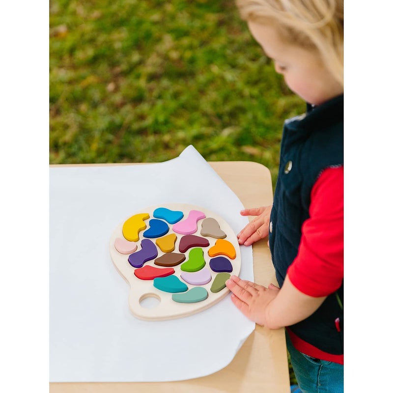 THE FRECKLED FROG Artist Palette Puzzle - Wooden Puzzle for 3, 4 and 5 Year Olds - Practice Color and Shape Recognition - Preschool Learning Toy - Image 4