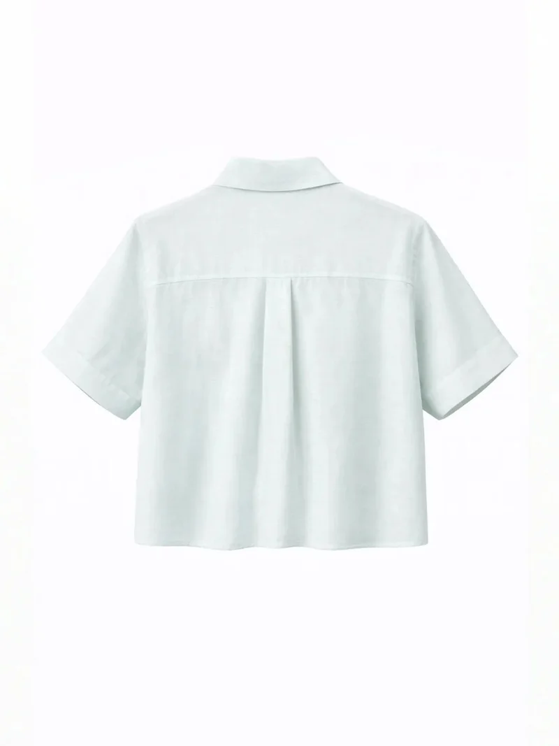ميكسراي Mixray Short Sleeve Crop Shirt with Stone Accessories