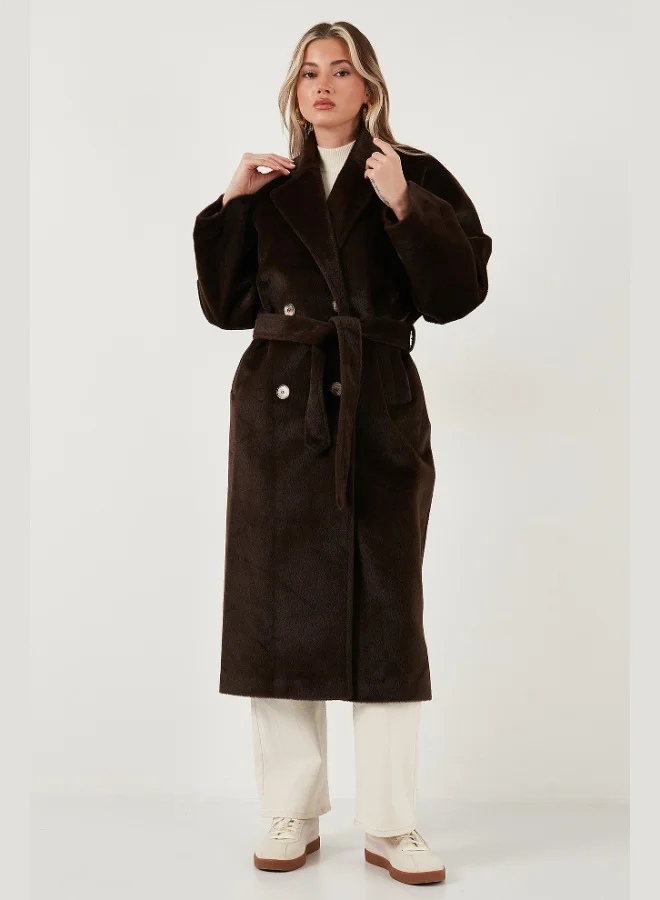 Lela Lela Oversize Double-Breasted Collar Soft Textured Long Trench Coat Women's TRENCH COAT 6839610