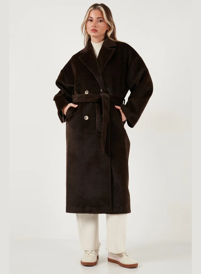 Lela Lela Oversize Double-Breasted Collar Soft Textured Long Trench Coat Women's TRENCH COAT 6839610