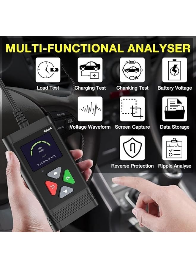 KASTWAVE Car Battery Tester, 6V 12V Battery Load Tester 100-2000Cca Automotive Alternator Tester Digtial Battery Analyzer Charging Cranking System Tester For Car Truck Motorcycle Atv Suv Boat - Image 2