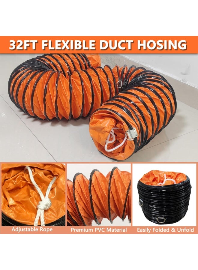 HYITCL 32FT Ducting Hose 10 Inch PVC Flexible Duct Hosing with Adjustable Rope for Utility Blower Exhaust Fan - Image 2