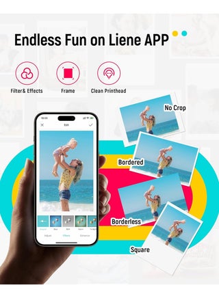 Liene 2x3” Photo Printer, Mini Instant Portable Color Mono Photo Printer Bundle 50 Zink Adhesive Paper, Bluetooth 5.0, Compatible w/iOS & Android, Small Picture Printer for iPhone, Smartphone, White - view 4
