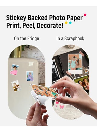 Liene 2x3” Photo Printer, Mini Instant Portable Color Mono Photo Printer Bundle 50 Zink Adhesive Paper, Bluetooth 5.0, Compatible w/iOS & Android, Small Picture Printer for iPhone, Smartphone, White - view 5