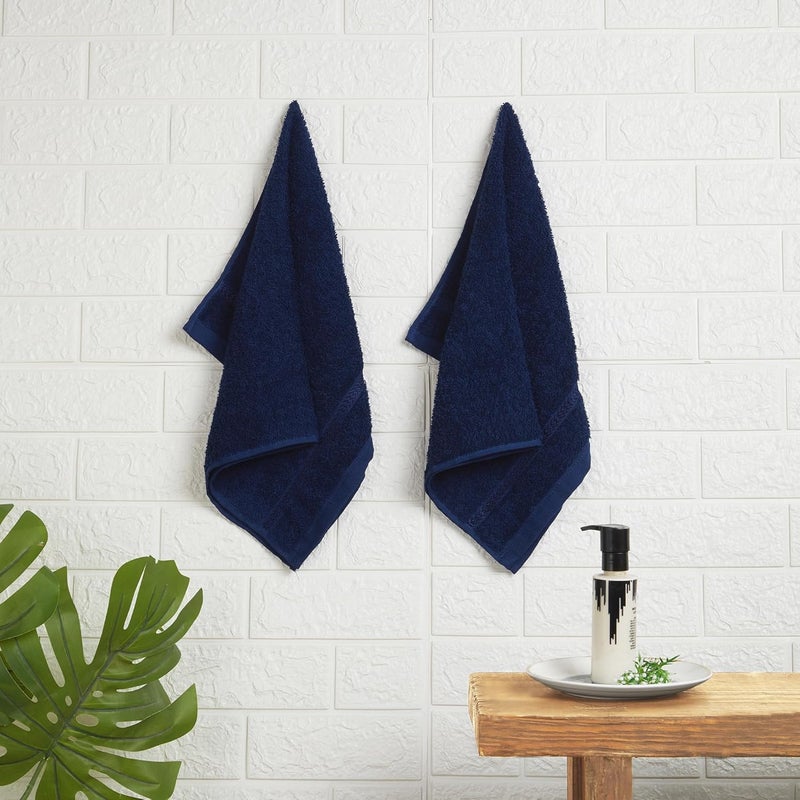 Welspun 100% Cotton Easy Care Hand Towel ste of 2 | Quick Dry Ultra Soft Towels for Gym|Hotel|Travelling | 380 GSM Hand Towel for Men and Women | Sized 40cm X 60 cm| Blue - Image 1