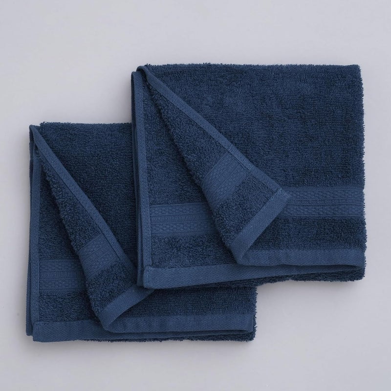 Welspun 100% Cotton Easy Care Hand Towel ste of 2 | Quick Dry Ultra Soft Towels for Gym|Hotel|Travelling | 380 GSM Hand Towel for Men and Women | Sized 40cm X 60 cm| Blue - Image 3