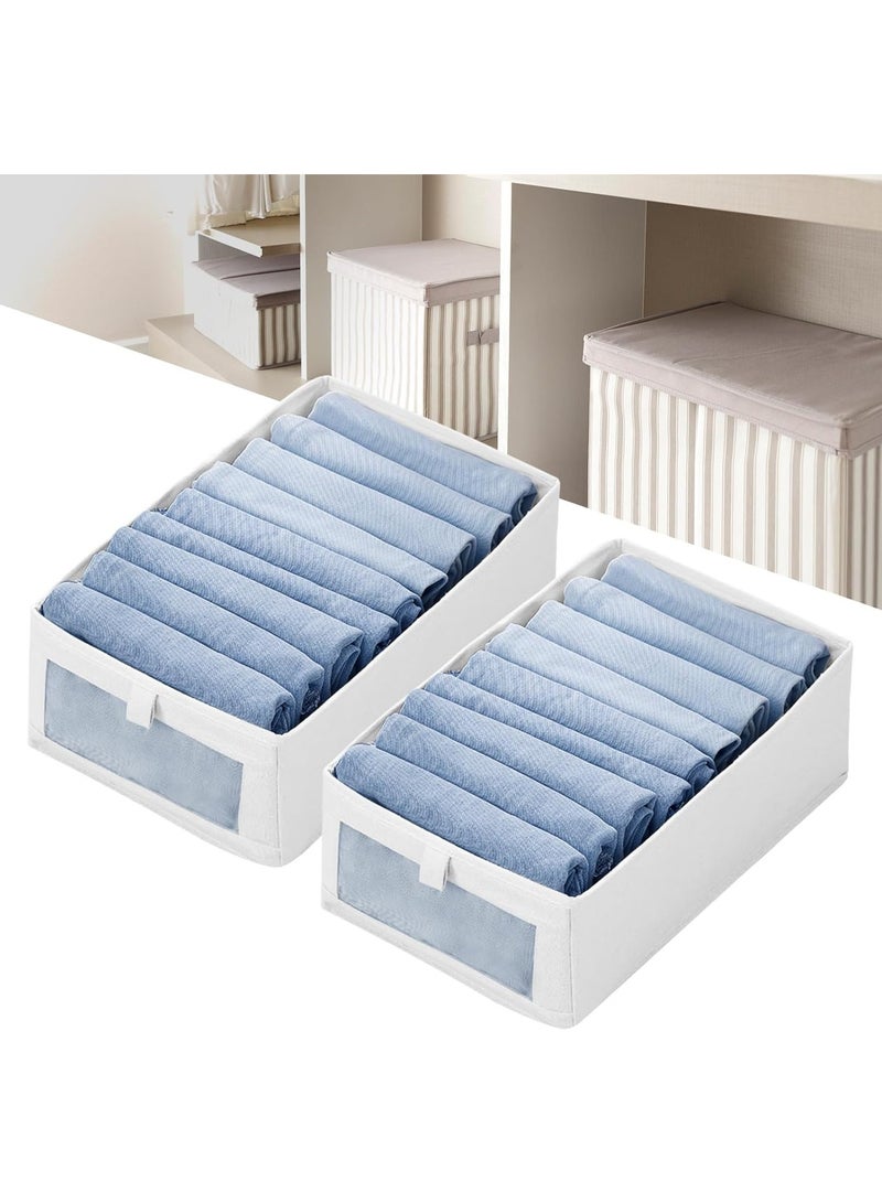 Generic 2pcs Wardrobe Clothes Organizer Foldable Visible Drawer Closet Organizers with Mesh Window and Handle Washable Drawer Box for Clothing, T-Shirt, Pants, Toys & Books - Image 1