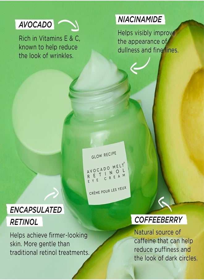 GLOW RECIPE - Glow Recipe Avocado Melt Retinol Eye Cream 15ml – Nourishing, Brightening & Firming Eye Treatment with Encapsulated Retinol, Avocado, Coffeeberry & Niacinamide for Smooth, Revitalized Under Eyes - Image 1