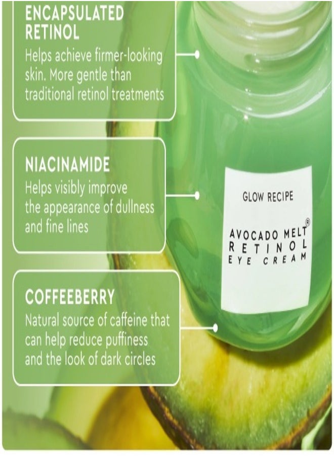 GLOW RECIPE - Glow Recipe Avocado Melt Retinol Eye Cream 15ml – Nourishing, Brightening & Firming Eye Treatment with Encapsulated Retinol, Avocado, Coffeeberry & Niacinamide for Smooth, Revitalized Under Eyes - Image 1