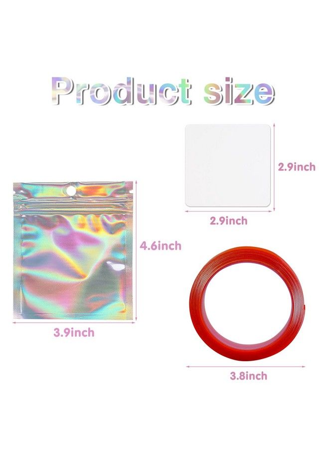 Lokyango Press On Nail Packaging Bag 50Pcs Empty Holographic Nail Storage Bag And 50Pcs White Cardboard With 1 Roll Transparent Tape For Handmade Nails Business Nail Display (50Pcs) - Image 5