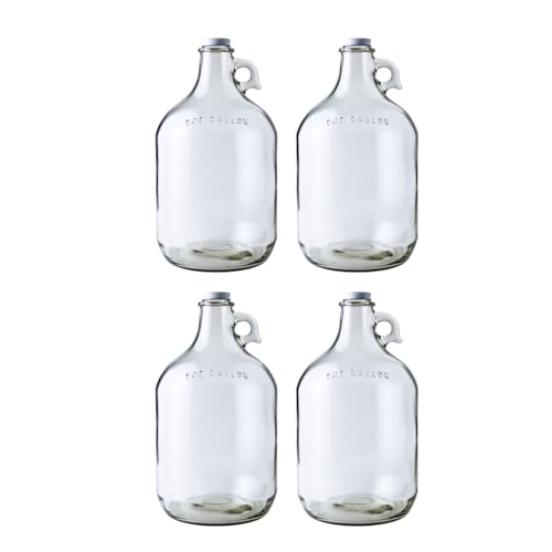 Fastrack 4-Pack 1 Gallon Glass Jug Set (128 oz) w/ White Metal Caps | Multipurpose 1 Gallon Jug, & Detergent Dispenser for Laundry, Glass Jar for Liquids, Water & Juice - Image 4