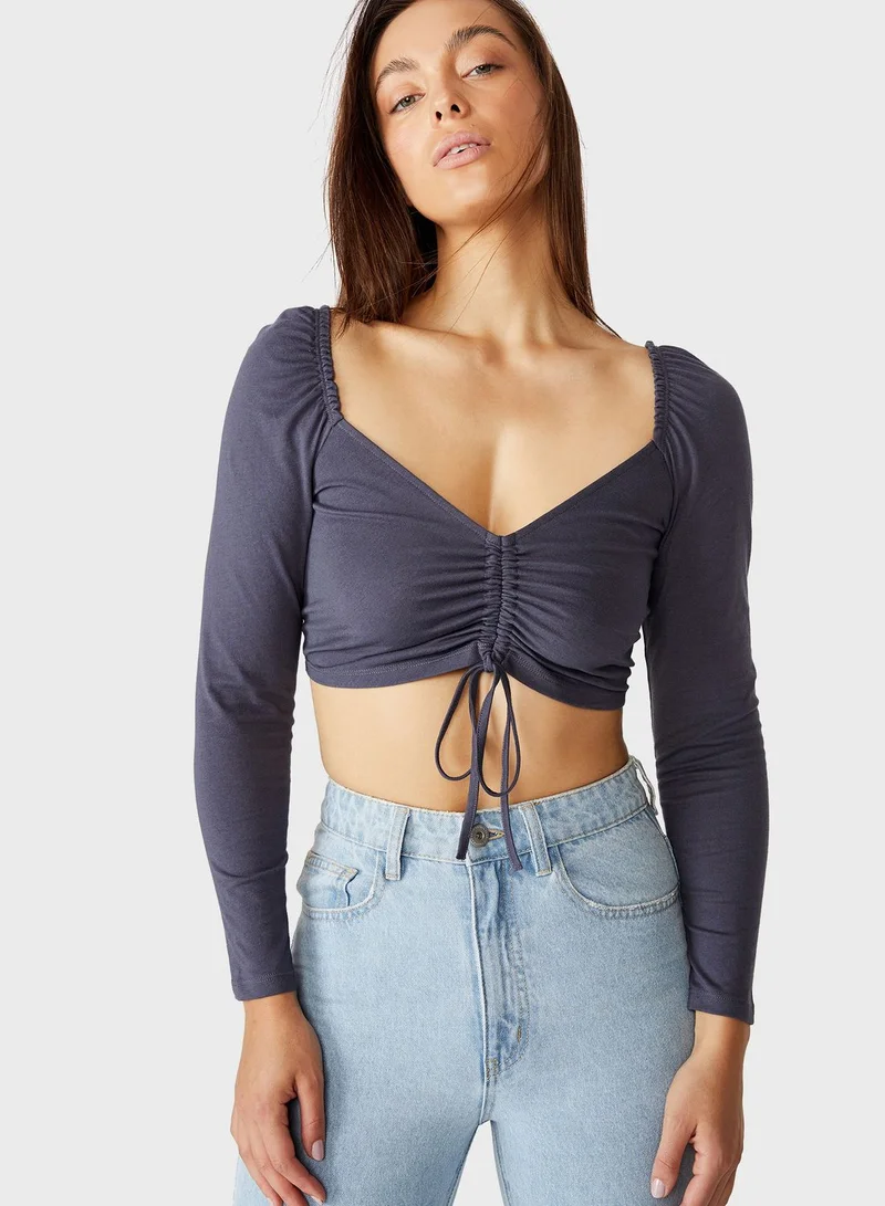Cotton On Ruched Crop Top