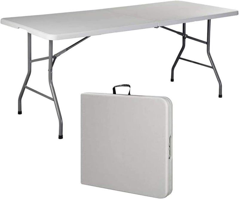 Maple Showay Multi-Functional Adjustable Folding Table Portable Plastic Picnic Party Camping Table Indoor Outdoor, Size 180X74X74Cm, , Off-White - Image 1
