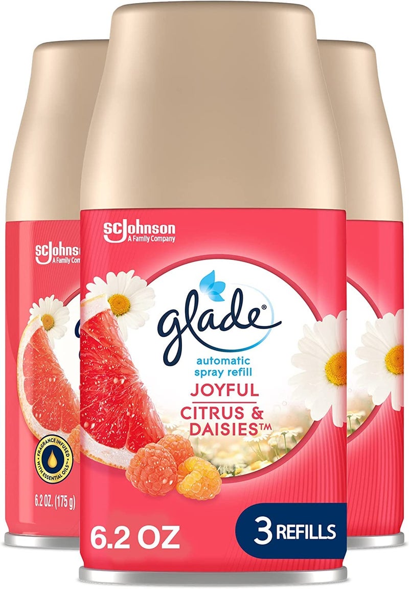 Glade Automatic Spray Refill, Air Freshener for Home and Bathroom, Joyful Citrus & Daisies, 6.2 Oz, 3 Count - Image 1
