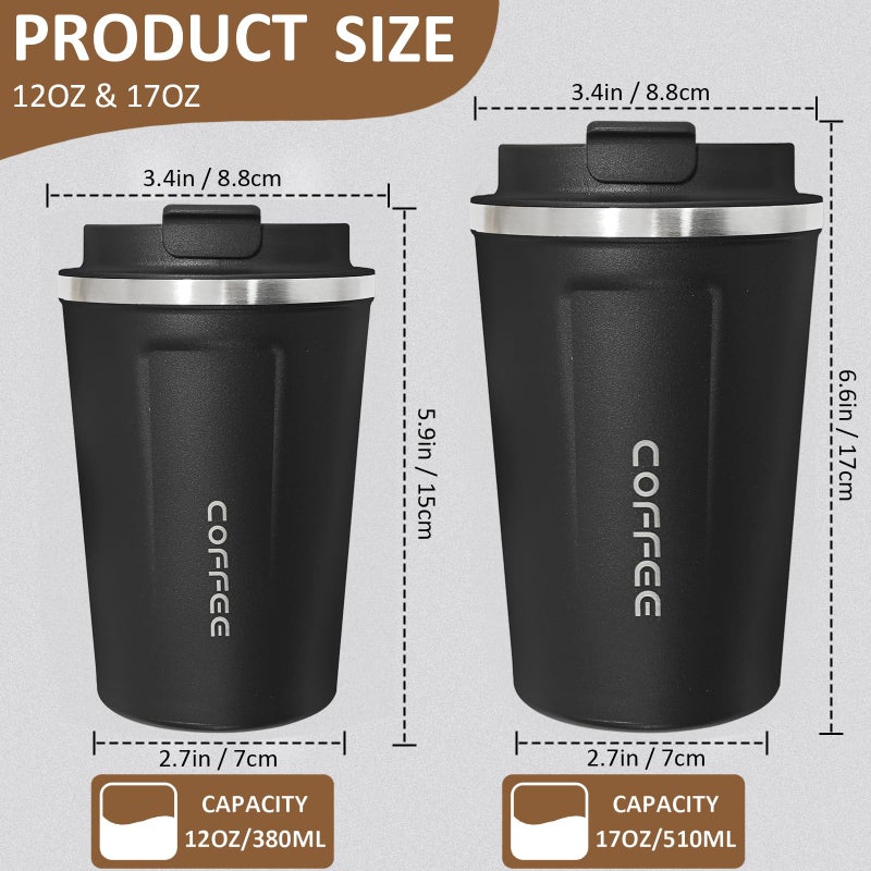 ATZNZIK 4 Pack Travel Coffee Mug 17oz Insulated Coffee Cup with Lid, Reusable Thermal Coffee Cup Stainless Steel Coffee Tumbler to Keep Hot & Cold Drinks for Car, Daily, Travel and Gifts, Multicolor - Image 2