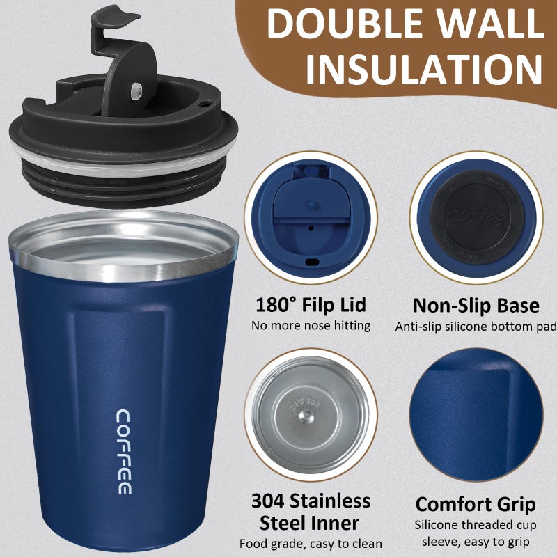 ATZNZIK 4 Pack Travel Coffee Mug 17oz Insulated Coffee Cup with Lid, Reusable Thermal Coffee Cup Stainless Steel Coffee Tumbler to Keep Hot & Cold Drinks for Car, Daily, Travel and Gifts, Multicolor - Image 3