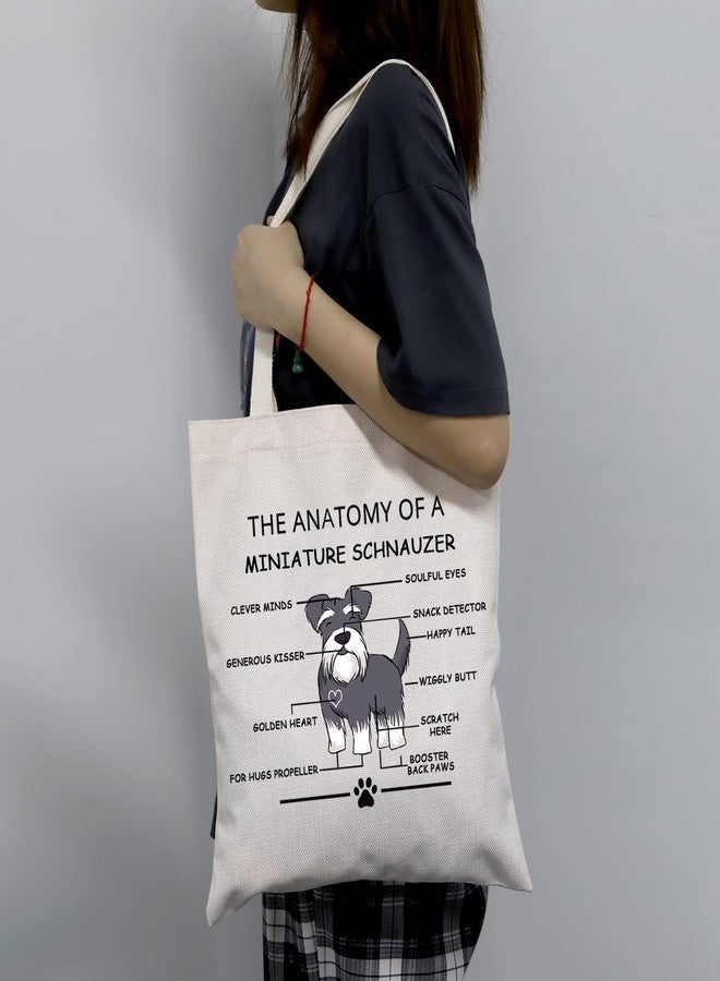 LEVLO Funny Miniature Dog Lovers Gifts The Anatomy of A Miniature Schnauzer Shopping Bags Mini Schnauzer Veterinary Mom Travel Tote Bags (Miniature Schnauzer) - Image 3