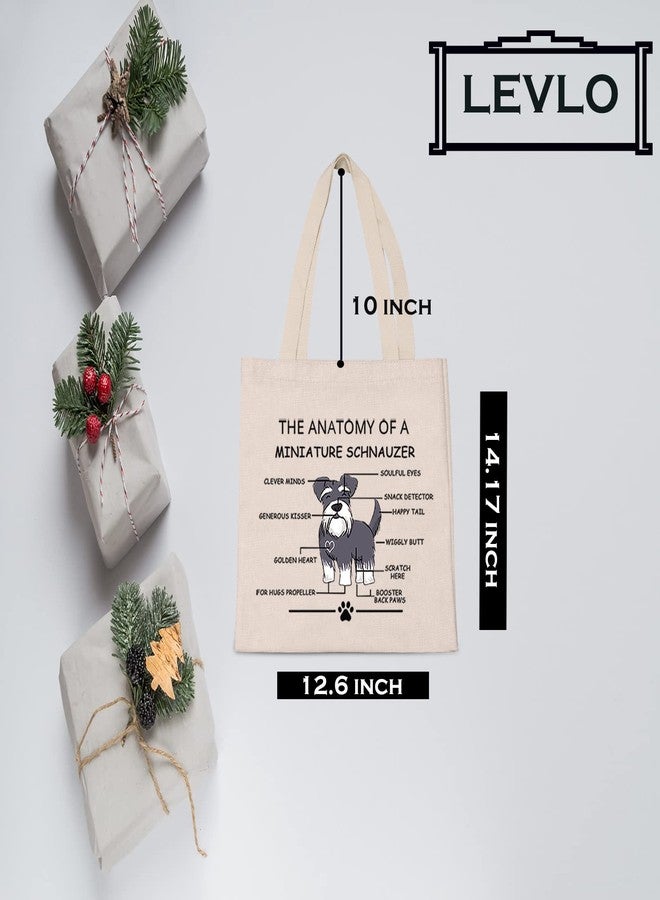 LEVLO Funny Miniature Dog Lovers Gifts The Anatomy of A Miniature Schnauzer Shopping Bags Mini Schnauzer Veterinary Mom Travel Tote Bags (Miniature Schnauzer) - Image 2