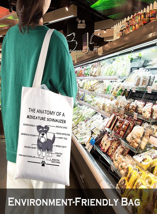 LEVLO Funny Miniature Dog Lovers Gifts The Anatomy of A Miniature Schnauzer Shopping Bags Mini Schnauzer Veterinary Mom Travel Tote Bags (Miniature Schnauzer) - Image 5