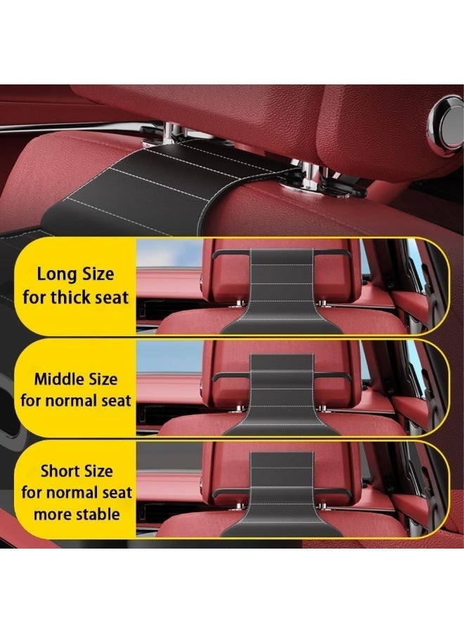 Arabest Seat Back Organizer, Full Leather Cover Tissue Case Headrest Storage Box with 2 Cup Holders and Hook Multi-functional Durable Back Seat Storage Tool for Family Travel and Kids Care Black - Image 4