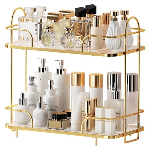 Seoneiro 2 Tier Corner Bathroom Counter Organizer, Cosmetic Skincare Organizer, Bathroom Countertop Perfume Tray Vanity Organizer, Kitchen Spice Corner Storage Shelf - Image 1