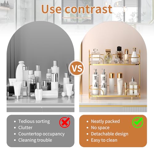 Seoneiro 2 Tier Corner Bathroom Counter Organizer, Cosmetic Skincare Organizer, Bathroom Countertop Perfume Tray Vanity Organizer, Kitchen Spice Corner Storage Shelf - Image 5