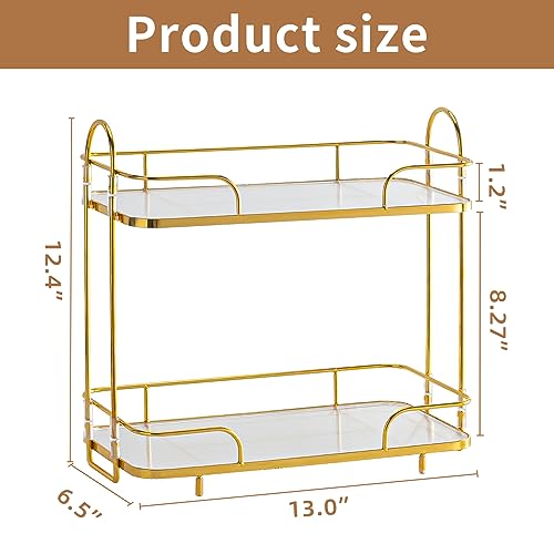 Seoneiro 2 Tier Corner Bathroom Counter Organizer, Cosmetic Skincare Organizer, Bathroom Countertop Perfume Tray Vanity Organizer, Kitchen Spice Corner Storage Shelf - Image 4